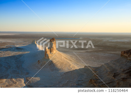 Beautiful Mangystau landscape, Kazakhstan. Ak Orpa pinnacles view, Bozzhira valley 118250464