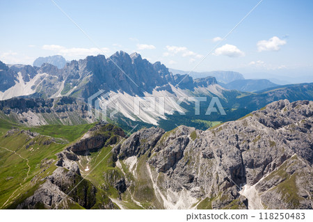 Odle group view, dolomites landscape 118250483