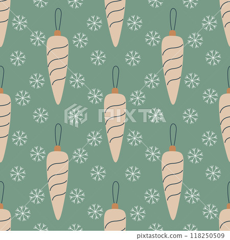 Christmas tree balls ornated with lines, vector seamless pattern. Hand drawn Christmas decoration with snowflakes. Pattern in swatches. For fabric, wrapping paper and other decoration. Christmas tree balls ornated with lines, vector seamless pattern. Hand drawn Christmas decoration with snowflakes. Pattern in swatches. For fabric, wrapping paper and other decoration. 118250509