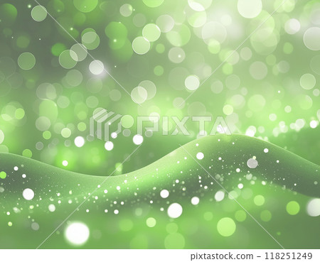 Green glittering background material. Bokeh-like. AI-generated image. 118251249