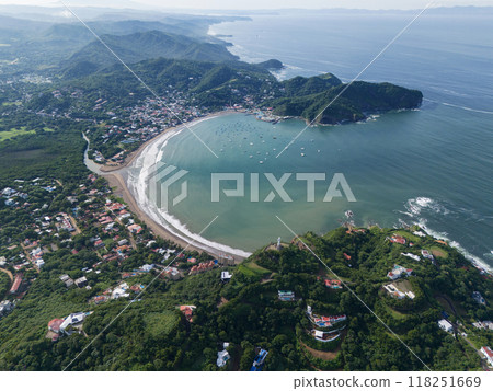 San juan Del Sur town aerial coastline 118251669