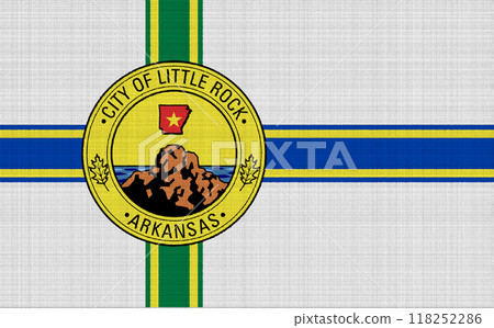Flag of the city of Little Rock, capital of Arkansas, USA, on a textured background. Conceptual collage 118252286