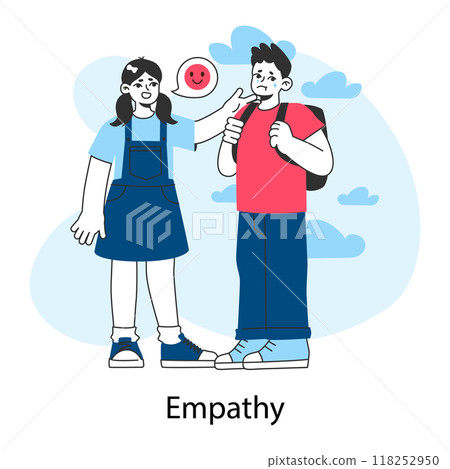School bullying. School girl comforting a crying harassment and humiliation victim. Friends empathy and support. Social violence problem. School verbal or physical abuse. Flat vector illustration 118252950