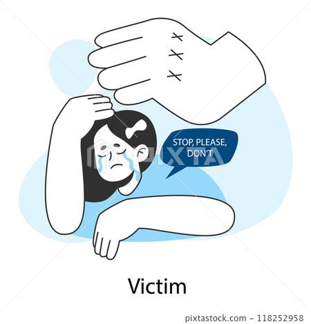 School bullying. Upset victim being bullied and shamed by others. Pressure and humiliation victim. Social violence problem. School verbal or physical abuse. Flat vector illustration 118252958