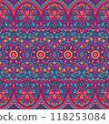 Ethnic psychedelic colorful fabric print. Mexican indian style design 118253084
