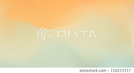 Soft light orange and pale yellow and green colors vector mesh gradient background. Abstract wavy calm and tranquil digital watercolor sunrise sky concept for weather design, banner, surface Soft light orange and pale yellow and green colors vector mesh gradient background. Abstract wavy calm and tranquil digital watercolor sunrise sky concept for weather design, banner, surface 118253517