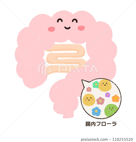 Magnified illustration of intestinal flora Magnified illustration of intestinal flora 118253520