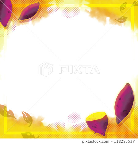 一個可愛的框架，上面有烤紅薯的簡單插圖 118253537