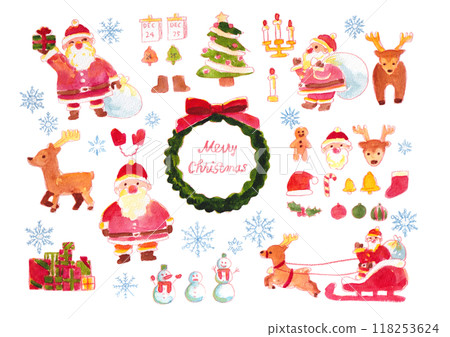 Christmas watercolor illustration set Christmas watercolor illustration set 118253624