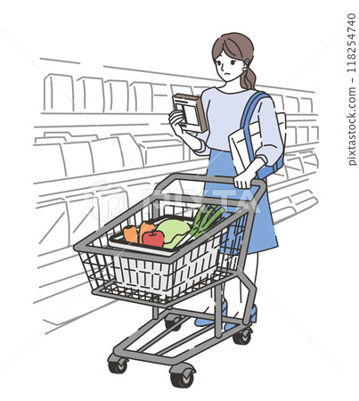 A woman shopping while checking the products 118254740