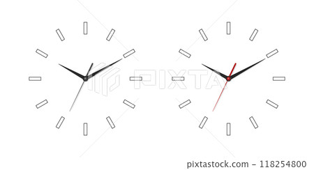 Vector 3d Realistic Wall Office Clock Face Set. White and Black Dial and Clock Hands Closeup Isolated. Design Template. Simple Minimalistic Wall Clocks in Front View Vector 3d Realistic Wall Office Clock Face Set. White and Black Dial and Clock Hands Closeup Isolated. Design Template. Simple Minimalistic Wall Clocks in Front View 118254800