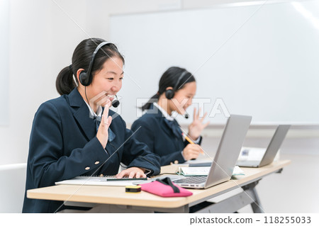 Elementary school, junior high school, and high school children in uniform studying using a computer (ICT education, class, student) Elementary school, junior high school, and high school children in uniform studying using a computer (ICT education, class, student) 118255033