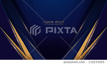Diagonal blue shapes with golden lines, and glitter light effect decoration Diagonal blue shapes with golden lines, and glitter light effect decoration 118255685