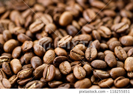 Aromatic flavorful Roasted Specialty Coffee Beans Background Aromatic flavorful Roasted Specialty Coffee Beans Background 118255851