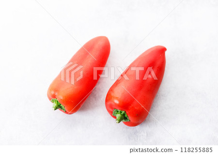 Colorful Sweet Pepper Chili, Baby Small Bell Pepper on white background 118255885