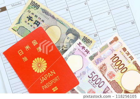 Nippon Ginko Bank of Japan issues Japanese passport, Japanese yen money banknotes 118256105