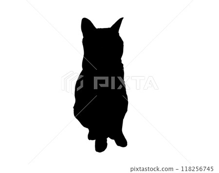 一隻貓斜坐向前的剪影插圖 一隻貓斜坐向前的剪影插圖 118256745