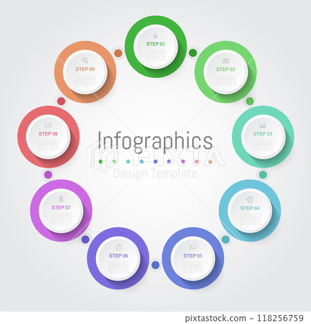 Infographic 9 options design elements for your business data. Vector Illustration. Infographic 9 options design elements for your business data. Vector Illustration. 118256759