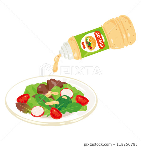 Salad with bottled dressing 118256783