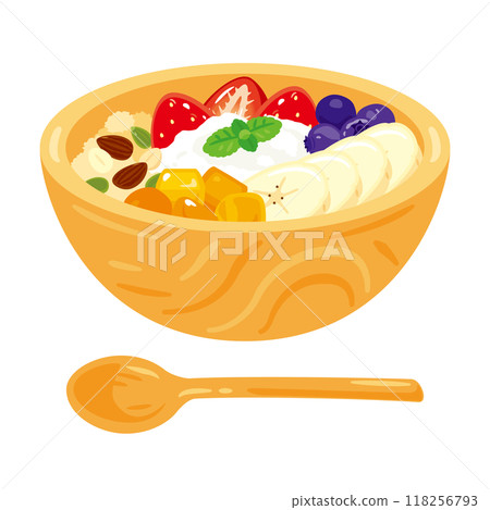 Greek yogurt in a wooden bowl 118256793