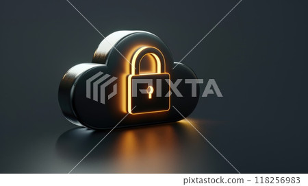A lock is on a cloud, which is a symbol of security A lock is on a cloud, which is a symbol of security 118256983
