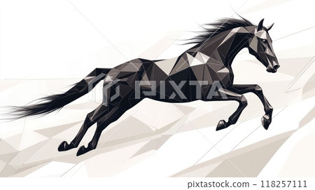 Dynamic Geometric Horse Artwork Design for Modern Cover Header. Dynamic Geometric Horse Artwork Design for Modern Cover Header. 118257111
