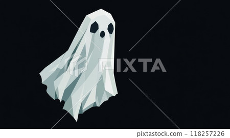 Minimalist Geometric Ghost Web Banner Design on Black Background. 118257226