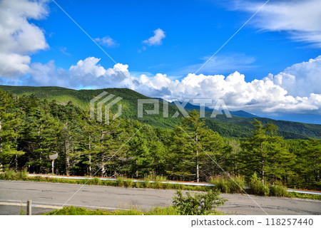 Nagano Prefecture: National Route 299, Fairy Tale Highway, view from Hinakoba Observatory Nagano Prefecture: National Route 299, Fairy Tale Highway, view from Hinakoba Observatory 118257440