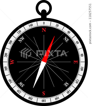 Illustration of a small handheld compass Illustration of a small handheld compass 118257551