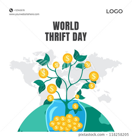 Thrift Day Social Media Illustration Flat Cartoon Hand Drawn Templates Background Thrift Day Social Media Illustration Flat Cartoon Hand Drawn Templates Background 118258205