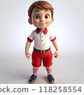 A boy in a school uniform, white shirt, red pants, 3D character 118258554
