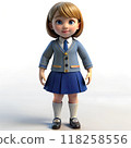 3D character cartoon of a girl wearing a school uniform 118258556