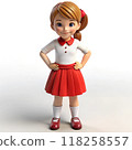 3D Cartoon girl in kindergarten uniform 118258557