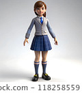 3D Cartoon Girl in school uniform 118258559