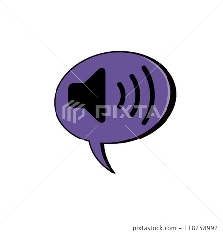 Purple notification speech bubble icon isolated on white background Purple notification speech bubble icon isolated on white background 118258992