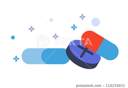 Medical pills and capsule illustration Medical pills and capsule illustration 118259031