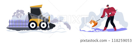 Snow removal with machines vector Snow removal with machines vector 118259053