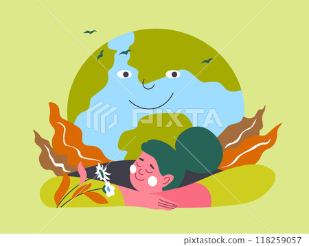 Woman Hugging Earth With Love Woman Hugging Earth With Love 118259057