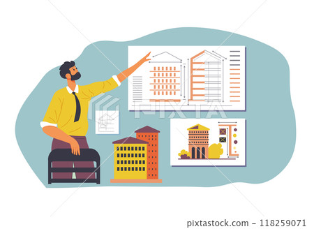 Architect Presenting Building Blueprints 118259071