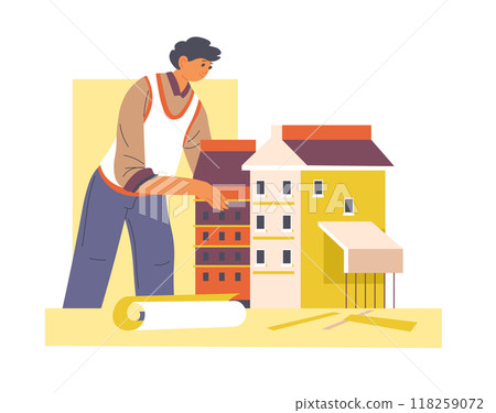 Architect Drawing a Building Design Architect Drawing a Building Design 118259072