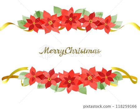 Gorgeous ribbon and poinsettia frame illustration 118259166