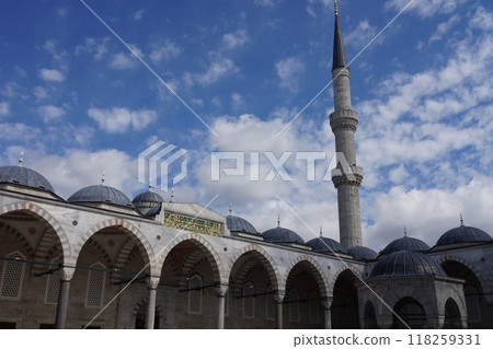 Minaret and cloister of the Blue Mosque, Istanbul, Türkiye 118259331