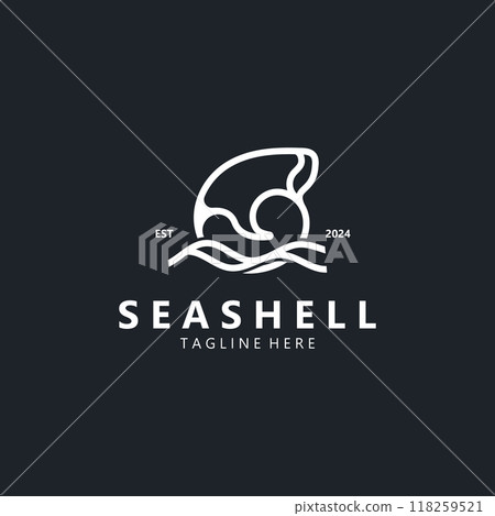 Seashell Logo. Ocean Animals premium quality graphic outline symbols collection Seashell Logo. Ocean Animals premium quality graphic outline symbols collection 118259521