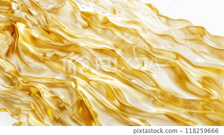 Abstract golden liquid waves on white background. Generative AI 118259666