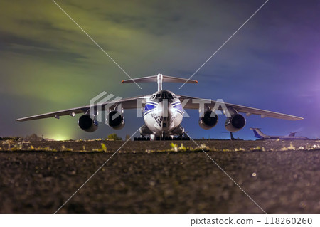 Close up of cargo airliner in the night 118260260
