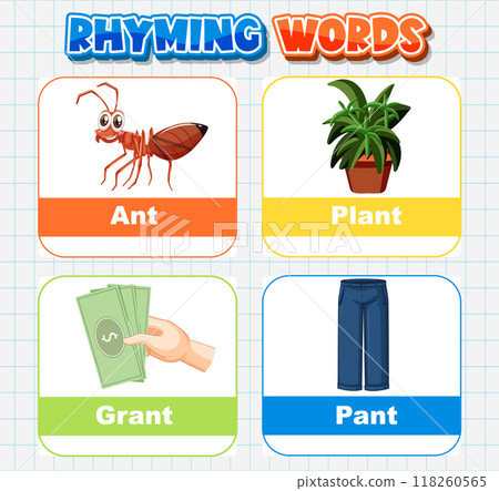 Rhyming Words Educational Illustration 118260565