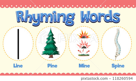 Rhyming Words Illustration 118260594