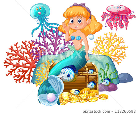 Mermaid and Underwater Treasure 118260598