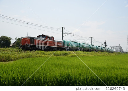 Freight train running on the Kansai main line Freight train running on the Kansai main line 118260743