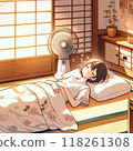 A woman cool with a fan 118261308